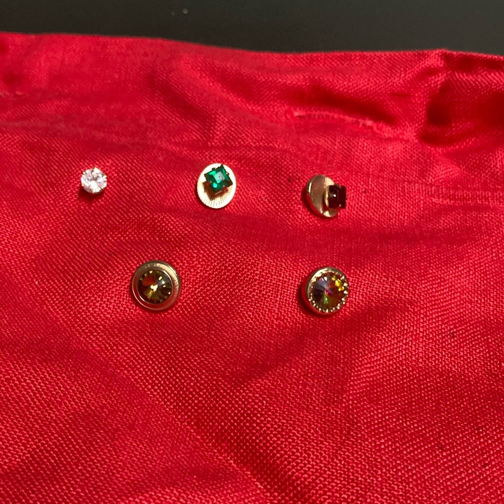 Five Vintage Gold and Stone Tie Tacks